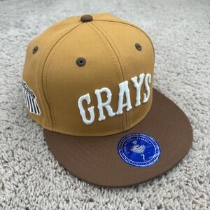 Homestead Grays Hat Ebbets Field Flannels NLB 7 Tan Brown 3D Logo Side Patch Cap